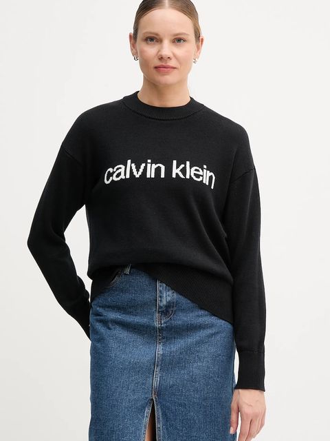 Calvin Klein Jeans sweter bawełniany damski kolor czarny lekki LV047C311G - zdjęcie produktu nr 1
