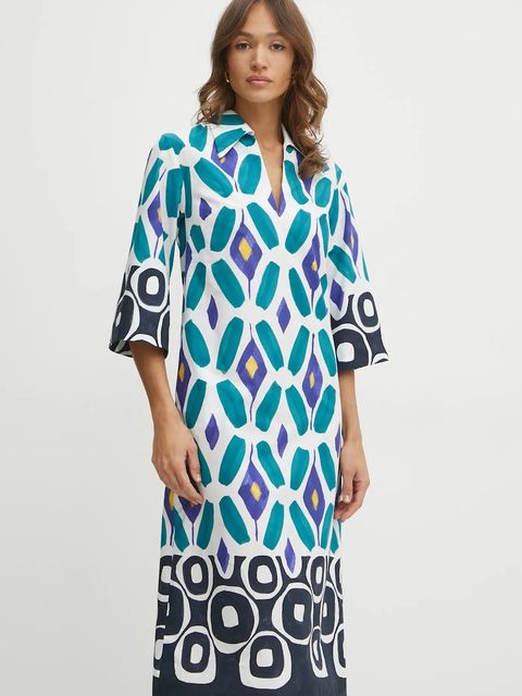 Luisa Spagnoli sukienka kolor niebieski midi prosta 542073