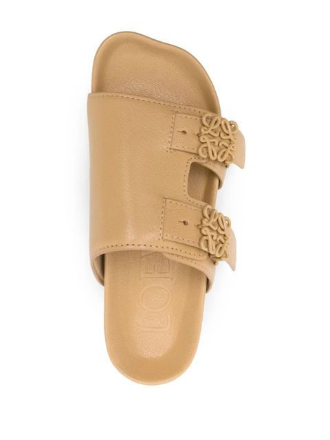 LOEWE Ease Anagram-buckle straps slides - Neutrals