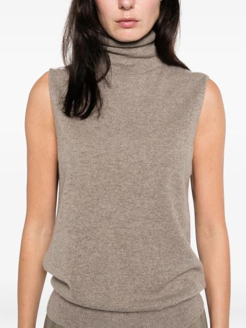 The Row Meritas turtleneck sleeveless top - Brown