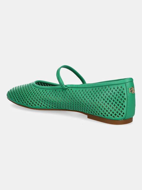 Lauren Ralph Lauren baleriny skórzane Jayna Mj kolor zielony 802P04176005