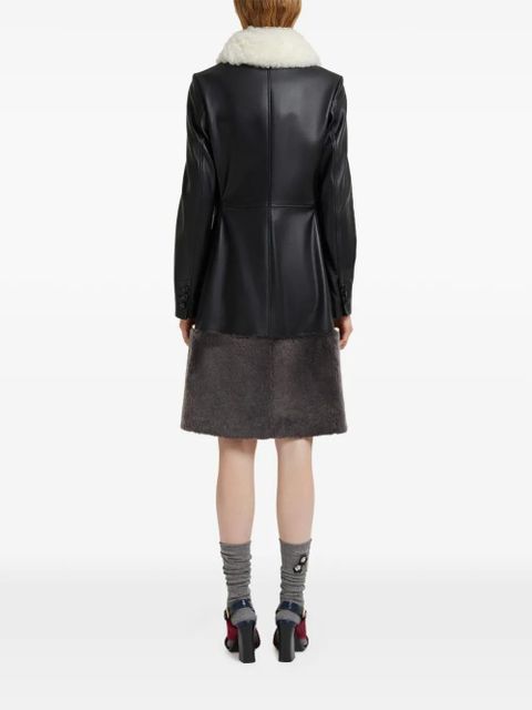 Marni shearling-hem leather coat - Black - zdjęcie produktu nr 2