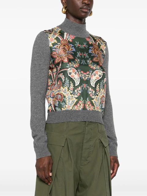 ETRO floral contrast-panel jumper - Grey