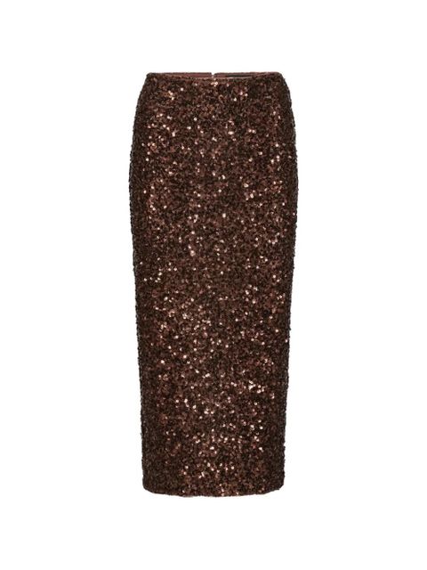 ROTATE BIRGER CHRISTENSEN sequin-embellished midi skirt - Brown - zdjęcie produktu nr 1