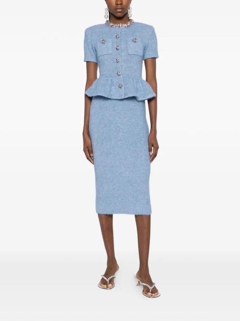 Self-Portrait peplum-waist midi dress - Blue