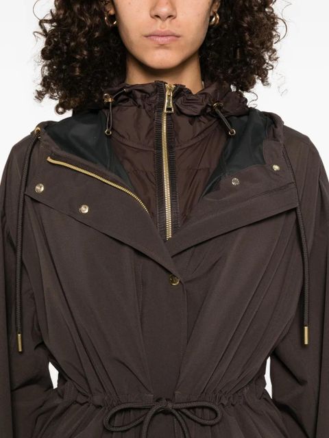 Moncler drawstring-waist hooded coat - Brown