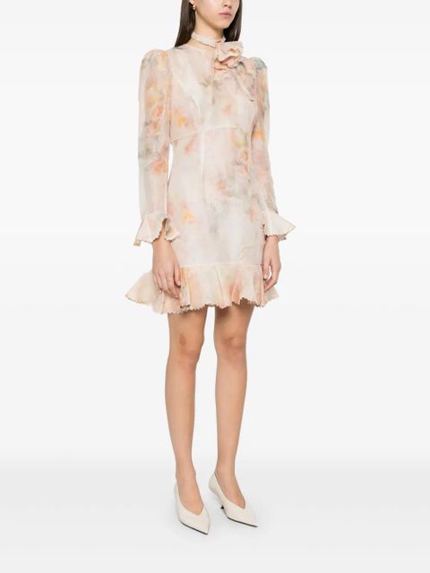 ZIMMERMANN Crush Flower mini dress - Neutrals