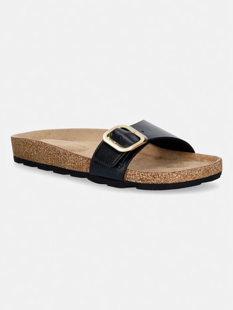 Tommy Hilfiger klapki damskie skórzane TH CLASSIC CORK SANDAL PEARL LTH - zdjęcie produktu nr 1