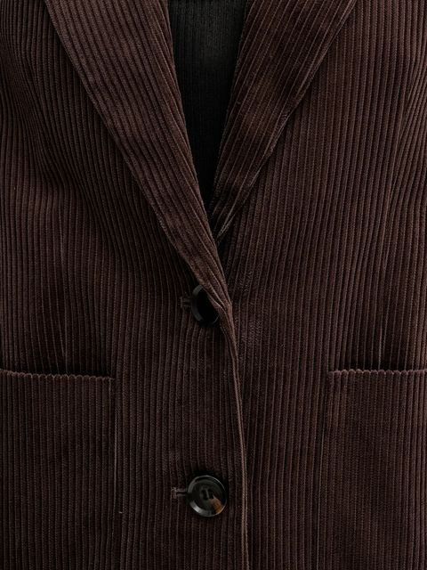 Sisley marynarka sztruksowa kolor brązowy jednorzędowa gładka 29L0LW03J