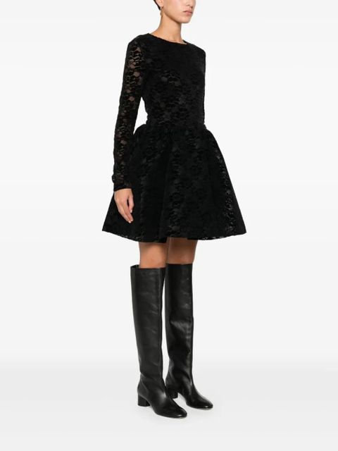 Maje lace-panel flared dress - Black