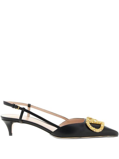Valentino Garavani 40mm embellished slingback heeled pumps - Black - zdjęcie produktu nr 1