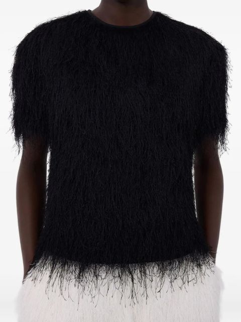 LouLou de Saison Zaro fringed short-sleeve T-shirt - Black