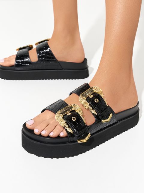 VERSACE JEANS COUTURE - Czarne klapki Arizona