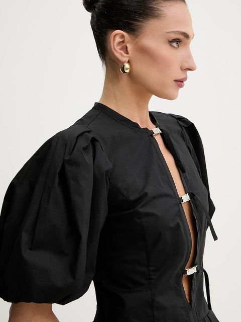 Pinko sukienka bawełniana kolor czarny mini rozkloszowana 105212 A2LD