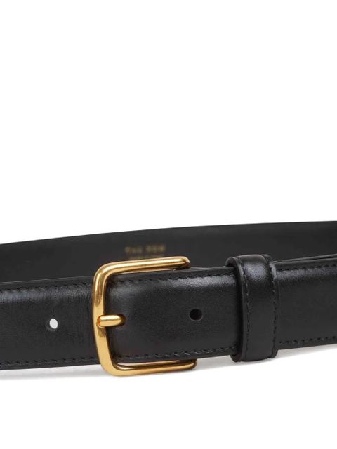The Row square buckle leather belt - Black