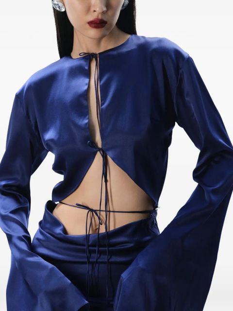 MANURÍ Sylvia cut-out tie silk dress - Blue