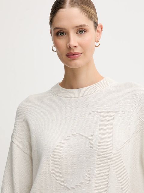 Calvin Klein Jeans sweter bawełniany damski kolor beżowy LV047D304G