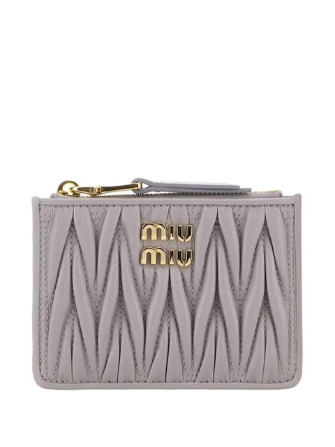 Miu Miu Matelassé nappa leather card holder - Grey - zdjęcie produktu nr 1