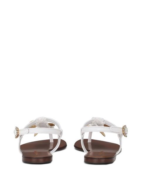 Dolce & Gabbana votive-appliqué raffia sandals - White