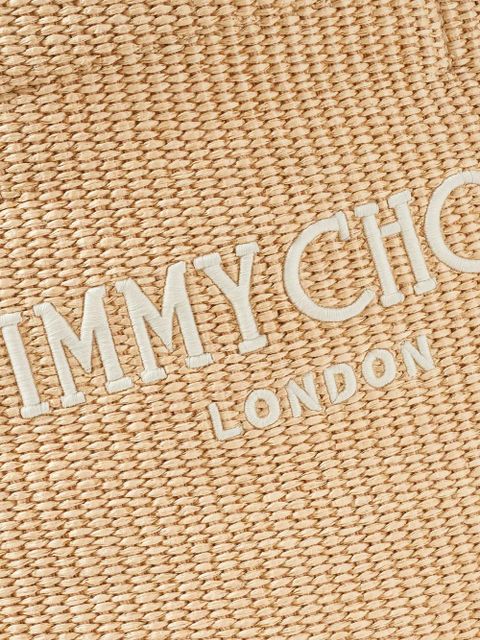 Jimmy Choo medium logo-embroidered beach bag - Neutrals
