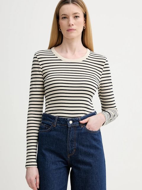 Marc O'Polo longsleeve bawełniany kolor beżowy 600207452011 - zdjęcie produktu nr 1