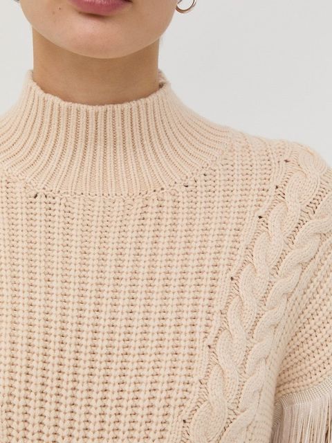 Bruuns Bazaar sweter damski kolor beżowy ciepły z półgolfem