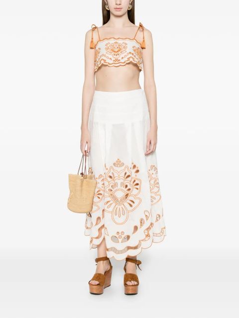 FARM Rio Tropi embroidered tassel-detail top - White - zdjęcie produktu nr 2