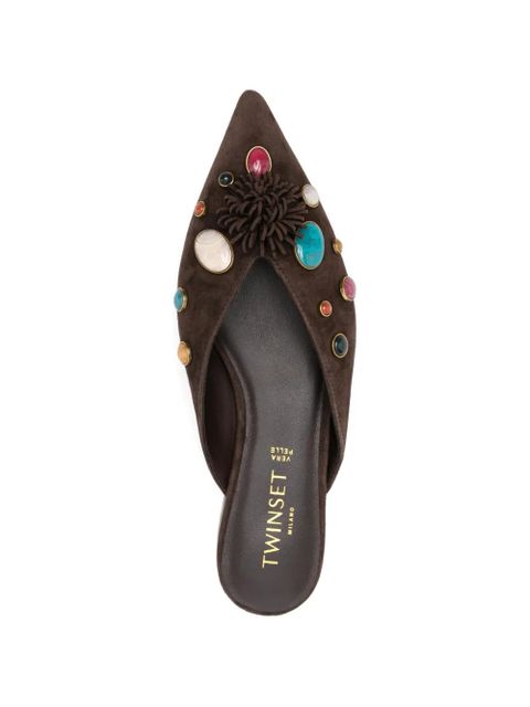 TWINSET embellishment flat mules - Brown