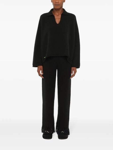 Alanui knitted cashmere-blend polo shirt - Black