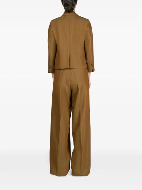 DRIES VAN NOTEN herringbone belted trousers - Brown