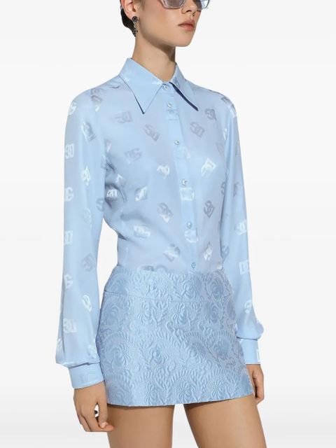 Dolce & Gabbana DNA monogram-jacquard silk shirt - Blue