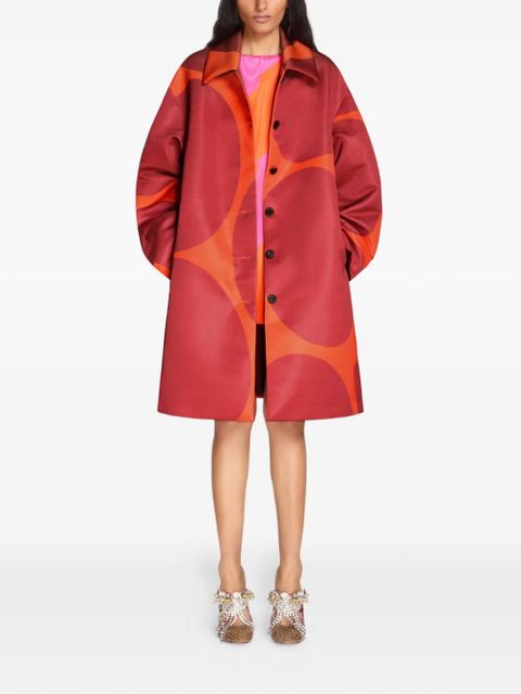DRIES VAN NOTEN printed A-line oversized coat - Red - zdjęcie produktu nr 2