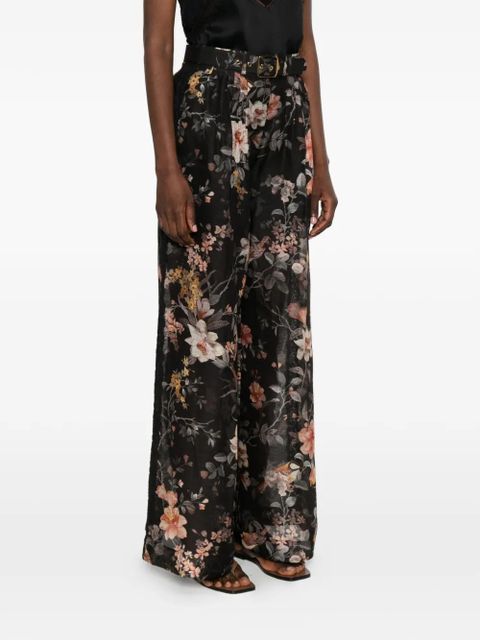 ZIMMERMANN Carousel floral-print palazzo pants - Black