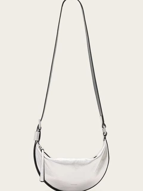 AllSaints torebka skórzana HALF kolor srebrny W393XC - zdjęcie produktu nr 1