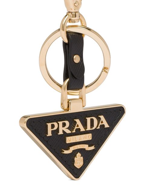 Prada triangle-logo leather keychain - Black - zdjęcie produktu nr 2