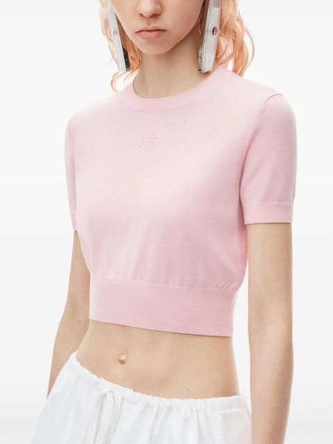 Alexander Wang logo-embossed knitted T-shirt - Pink