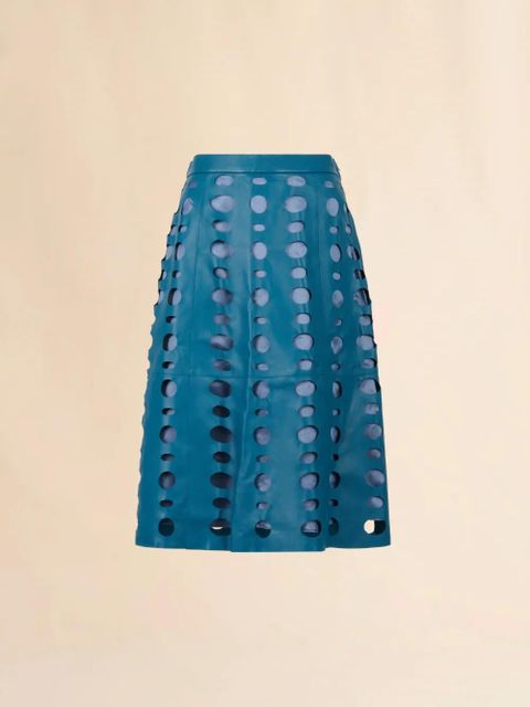Marni circular cut-outs leather midi skirt - Blue - zdjęcie produktu nr 1