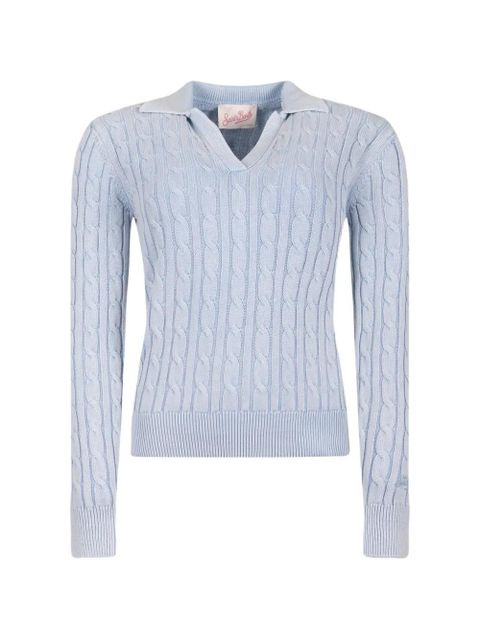 MC2 Saint Barth cable-knit polo-collar sweater - Blue - zdjęcie produktu nr 1