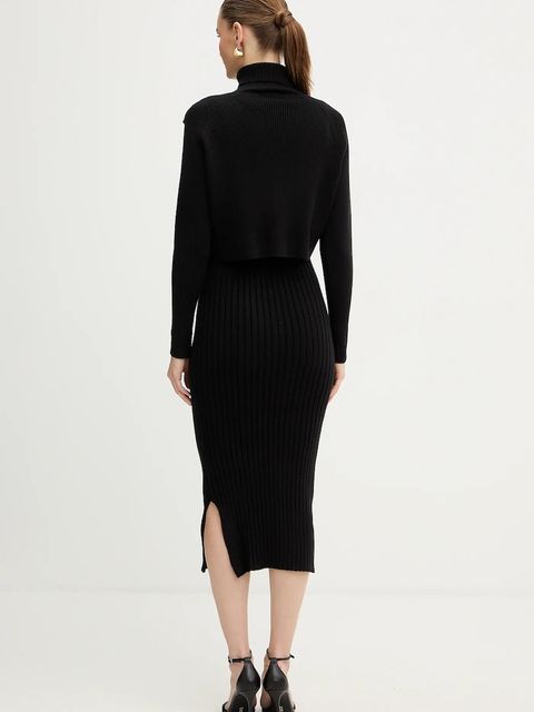 Morgan sukienka i sweter kolor czarny midi dopasowana RMORIA