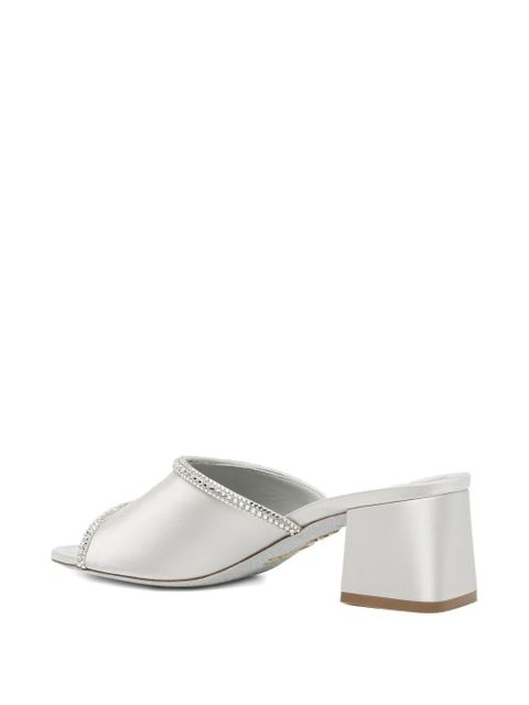 René Caovilla embellished mules - Silver