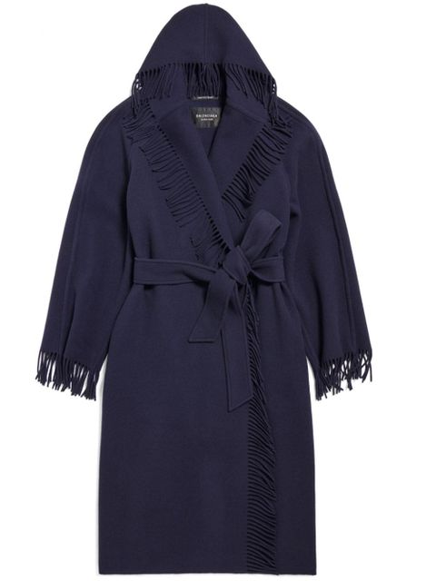 Balenciaga fringed-edge wool coat - Blue - zdjęcie produktu nr 1