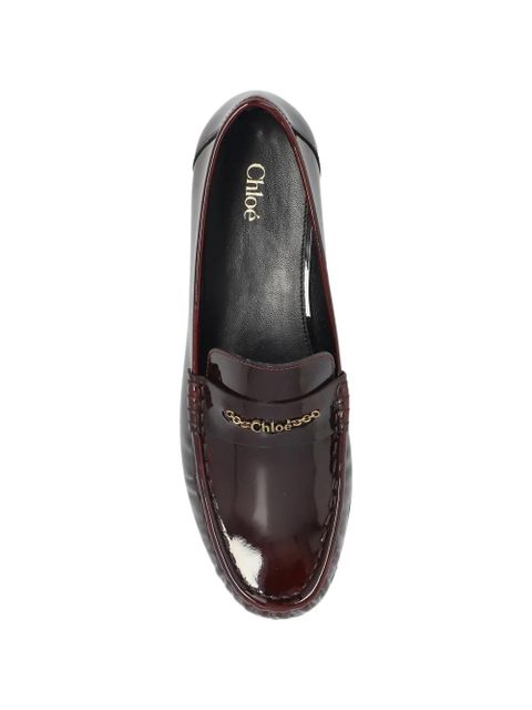 Chloé logo-appliqué leather loafers - Brown