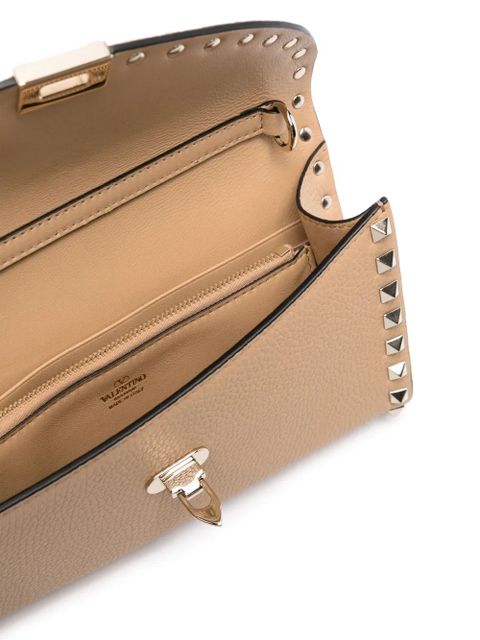 Valentino Garavani Rockstud leather clutch bag - Brown