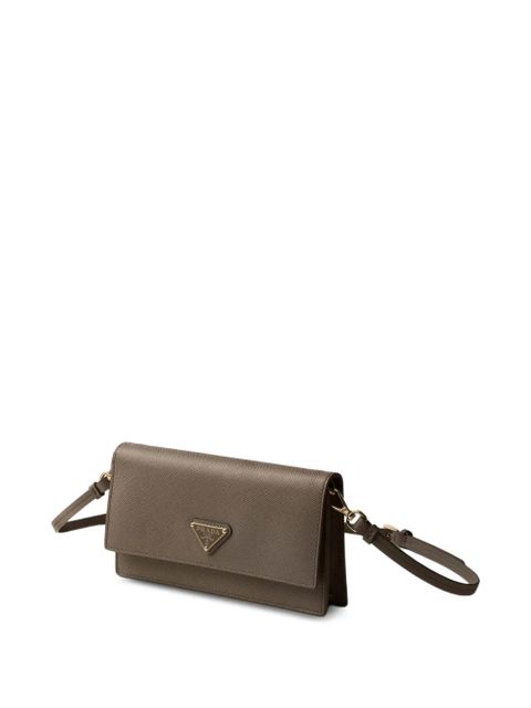Prada triangle-logo leather mini bag - Grey