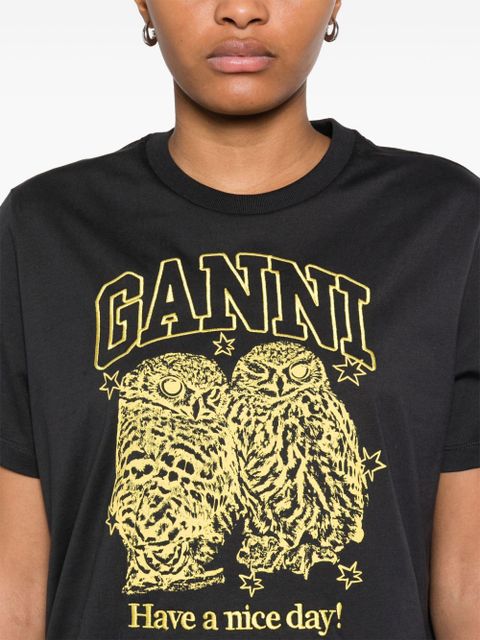 GANNI jersey owls T-shirt - Grey