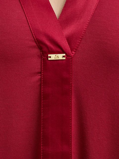 United Colors of Benetton bluzka piżamowa damska kolor czerwony 3ZEW3M007