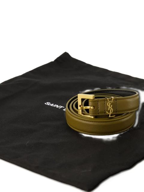 Saint Laurent cassandre buckle belt - Green