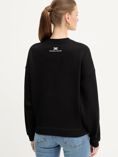 Elisabetta Franchi bluza bawełniana damska kolor czarny z nadrukiem MD01D56E2 - zdjęcie produktu nr 2