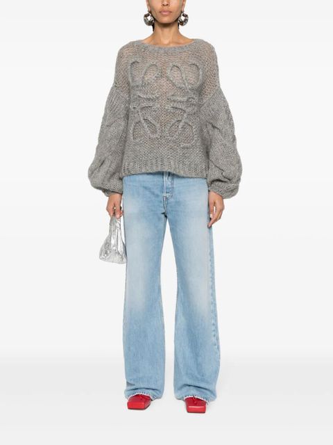 LOEWE Anagram-embroidered open-knit jumper - Grey - zdjęcie produktu nr 2
