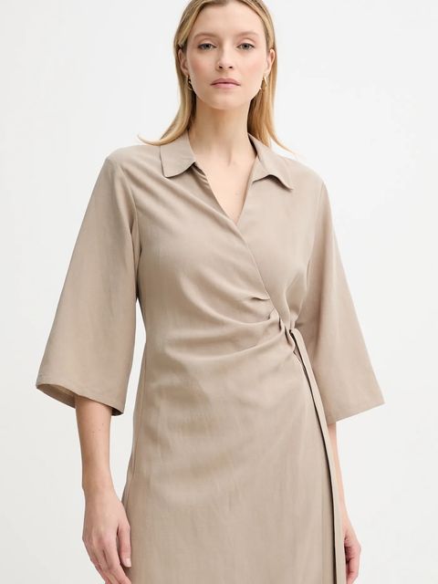 Samsoe Samsoe sukienka z domieszką lnu SAHANI